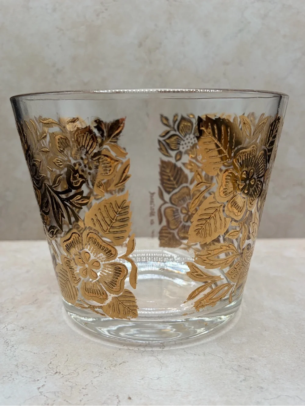1960's Georges Briard MCM Persian Garden Ice Bucket And Tongs 22k Gold Embellish